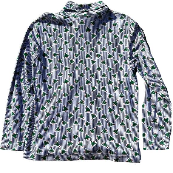 Vtg Christmas Tree white green blue Turtleneck t-shirt Aileen Petites Size Large - Picture 2 of 4